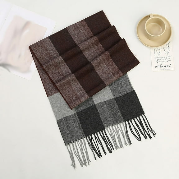 Aueoeo Scarfs For Women Men Fashionable British Plaid Versatile Scarf Fall Winter Warm Tassel Shawl Travel Scarf