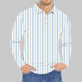 thumbnail image 1 of Aueoeo Shirt For Men Long Sleeve Button -Down Shirts Line Printing Shirt Color Blocks Shirt Casual Vacation Beach Tops Light Blue 5X-L, 1 of 5
