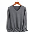 thumbnail image 1 of Aueoeo Shirt For Womens Plus Size Long Sleeve Tops V Neck Casual Loose Fits T-Shirts Lightweight Blouse Dark Gray 2X-L, 1 of 7