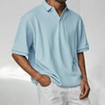 thumbnail image 1 of Aueoeo Shirts for Men Casual Oversized Button Lapel Golf Short Sleeves Fits Tee Shirt Fashion Solid Color Stretch Cozy Top, 1 of 6