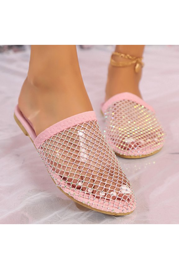 Shoes Fall Shoes Fashion Casual And Summer Beach Versatile Rhinestone Round Toe Closed Toe Flat Pers Walking Shoes