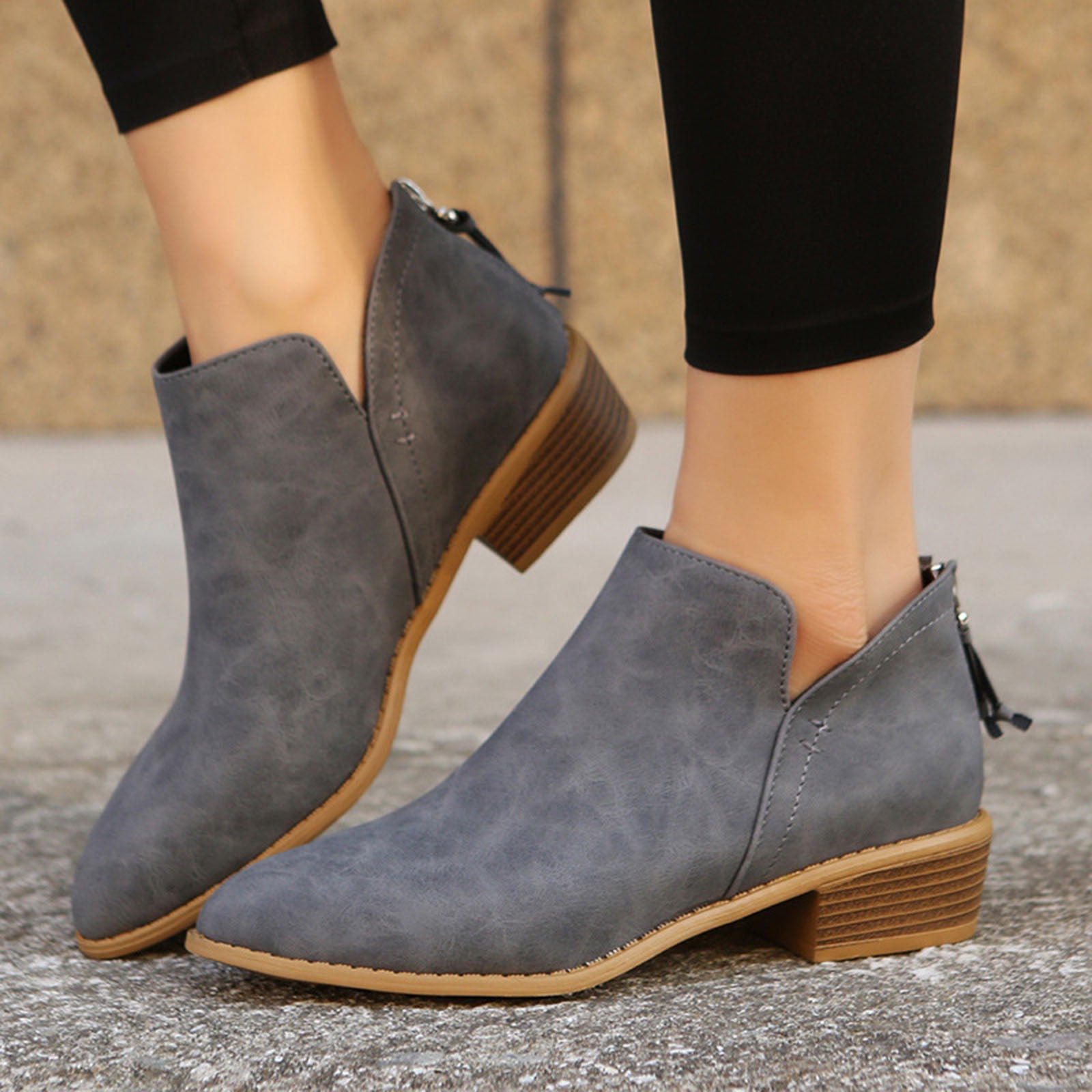 Aueoeo Short Boots for Women, Women's Ankle Boots Slip On Pointed