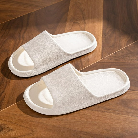 Aueoeo Shower Slippers, Women & Men’s Slides Sandals Pool Slides House Slippers Non-Slip Indoor Bathroom Shoes Beach Sandals Summer Shoes White