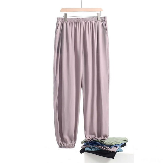 Aueoeo Sleep Pant For Men Lightweight Thin Pajama Pants Bottoms Elastic Jogger Pants Loose Fits Sleepwear Baggy Pants