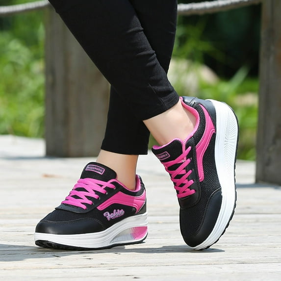 Aueoeo Sneakers Women,Women's Lightweight Walking Sneakers Shaking Shoes Mesh Increased Thick-Soled Travel Running Sports Shoes Women Comfort Walking Shoes On Clearance