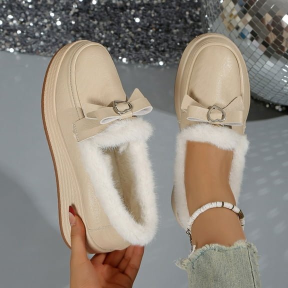 Aueoeo Snow Boots For Womens Winter Boots Trendy Warm Furs Lined Ankle Booties Flat Sneakers Outdoor Booties For Ladies