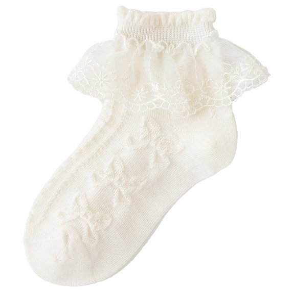 Aueoeo Socks For Baby Toddler Girls Ruffle Socks Lace Ruffle Frilly Princess Eyelet Ankle Dress Socks