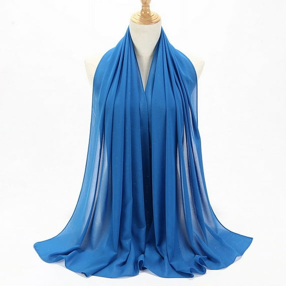 Aueoeo Solid Color Scarf For Women Fashion Soft Hijab Long Scarf Wrap Scarves Lightweight Breathable Scarves Sun-proof Shawls Wrap Blue