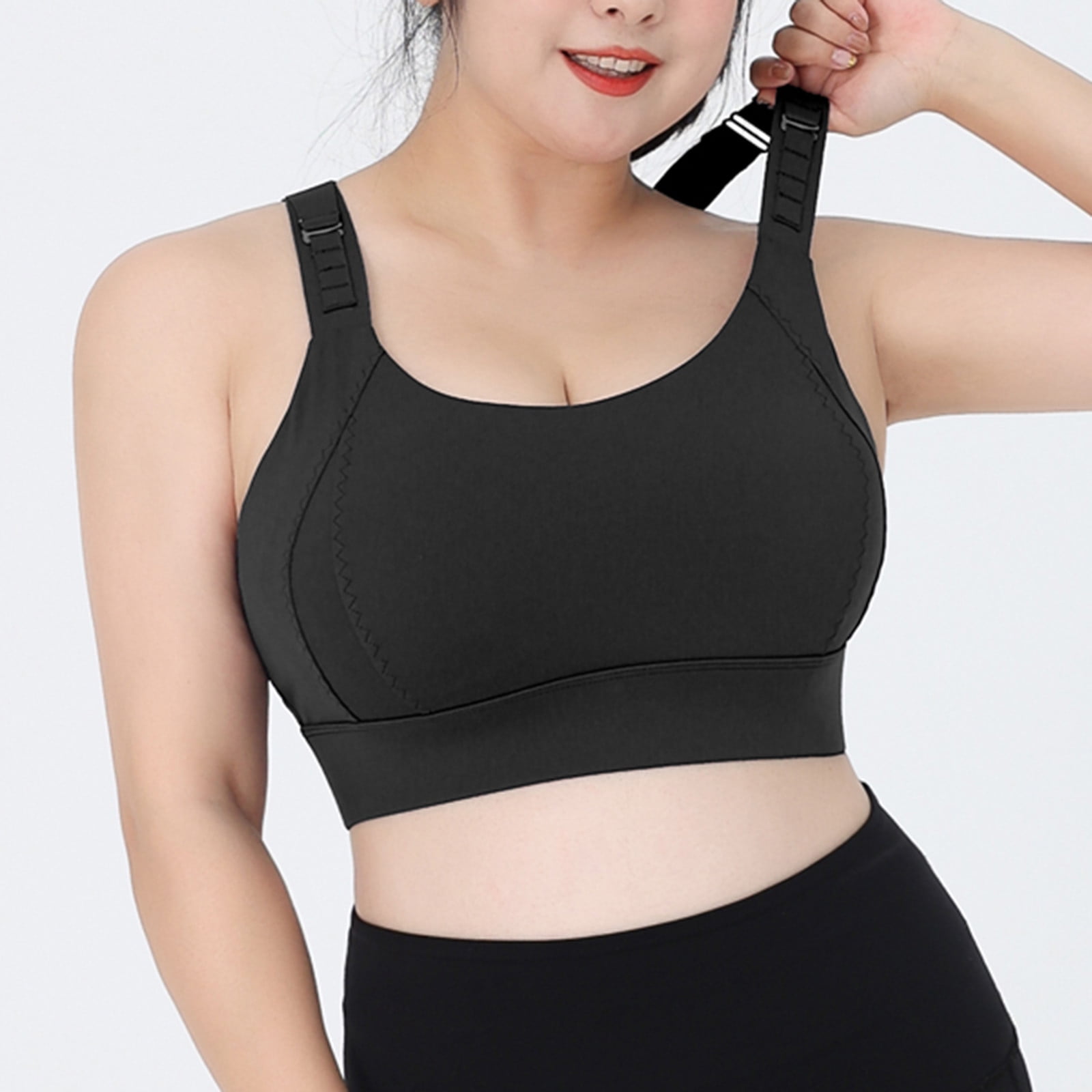Aueoeo Front Closure Sports Bras for Women, Sports Bra for Big Busted Women  Women's Strap Large Size Sports Underwear Women's One-Piece Bra Shockproof  Yoga Clothes Pair Breast Fitness Bra 