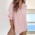 thumbnail image 1 of Aueoeo Striped Button Up Shirts for Women Daily Work Dress Shirts Long Sleeve Casual Collared Office Shirt with Chest Pocket, 1 of 8