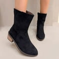thumbnail image 1 of Aueoeo Suede Mid Calf Boots Fall Winter Fashion Boot for Women Chunky Block Low Heel Slouch Fashion Boots Shoes, 1 of 5