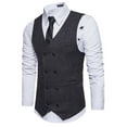 thumbnail image 1 of Aueoeo Suit Vests For Mens Cotton Comfy Soft Waistcoat Retro Sleeveless V Neck Herringbone for Prom Party, 1 of 6