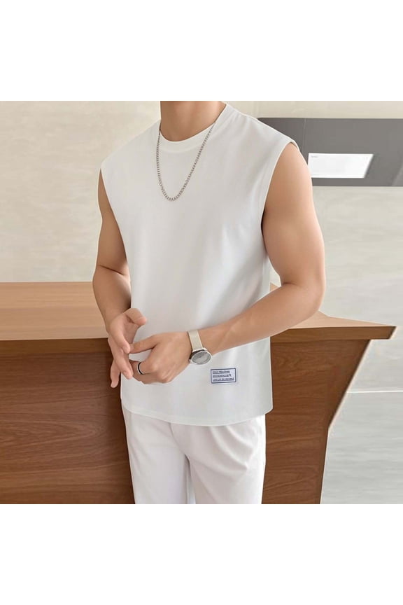 Summer Tank Tops For Men Strap Tank Top Men's Vintage Solid Color Casual Fitness Sport Permeability Round Neck Tank Mens Dressy Tank Tops