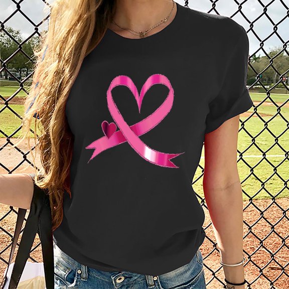 Aueoeo Summer Top For Women Cute Top Ladies' Round-Neck Breast Printed Short-Sleeved T-Shirt Top Business Casual Top For Women