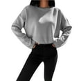 thumbnail image 1 of Aueoeo Sweaters For Teens, Soft Comfy Ladies' Casual Round-Neck Long-Sleeved Pullover Knitted Shirt Top Knitwear, 1 of 6
