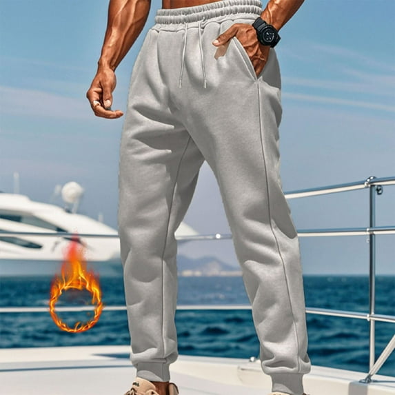 Aueoeo Sweatpants For Men, Cargo Pants Men's Casual Solid Color Elastic Waistband Drawstring Fleece Pocket Outdoor Sports Sweatpants Golf Pants