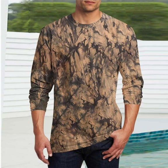 Aueoeo T Shirt T Shirts For Men Loose Fits Men Casual Fashion Printing Pullover T-Shirt Long Sleeve Round-Neck Blouses Custom T Shirt