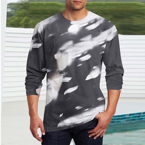 Aueoeo T Shirt T Shirts Men Casual Fashion Printing Pullover T-Shirt Long Sleeve Round-Neck Blouses Customized T Shirts