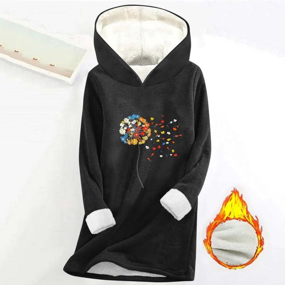Aueoeo T Shirt Women's T Shirts Fashion Women's Digital Thickened Fashionable Casual Long Sleeved Hooded Sweatshirt Customized T Shirts