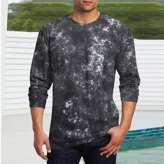 Aueoeo T Shirts For Men T Shirts Men Casual Fashion Printing Pullover T-Shirt Long Sleeve Round-Neck Blouses Customized T Shirts