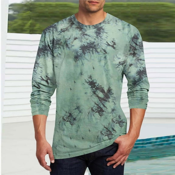 Aueoeo T Shirts For Men T Shirts Men Casual Fashion Printing Pullover T-Shirt Long Sleeve Round-Neck Blouses Mens T Shirts Loose Fits