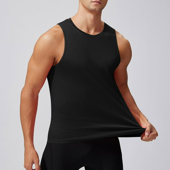 Aueoeo Tank Tops Men Tank Athletic Crew Neck Fitness Tops Fits Gym Mesh Breathable Workout Sleeveless Shirts