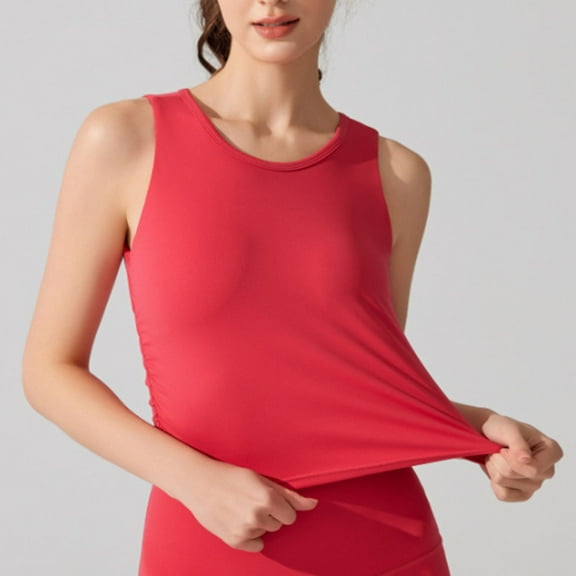 Aueoeo Tank Tops for Women Spandex Tank Tops for Women Casual Fashion Solid Color Sports Yoga Sleeveless Round-Neck Tank Top Tank Tops