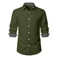 thumbnail image 1 of Aueoeo Tee Shirts Mens, Men's Long Sleeve Button Down Shirt Casual Turn-Down Collar Regular-Fit Cotton Dress Shirts Blouse, 1 of 6