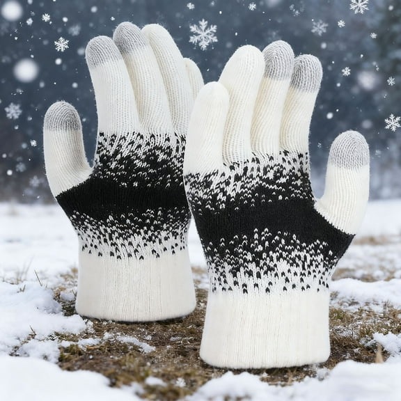 Aueoeo Thermal Gloves Men Driving Gloves Womens Winter Knitted Five-Finger Warm Gloves Plus Velvet And Thick Touch Screen Gloves Batting Gloves Men