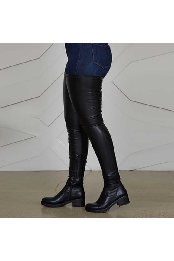Thigh High Boots Fashion Large Size Boots Women Autumn Long Tube Low Heeled Shoes Boots Knight Boots Over The Knee Boots