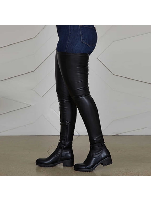 Thigh High Boots Fashion Large Size Boots Women Autumn Long Tube Low Heeled Shoes Boots Knight Boots Over The Knee Boots