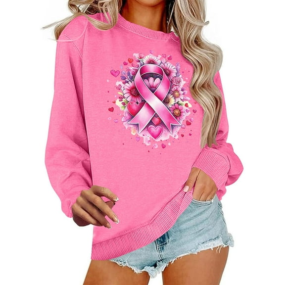 Aueoeo Tops For Teens, Women Pullover Women's Long-Sleeved Round Neck Pullover Casual Printed Loose Sweatshirt Custom Pullover