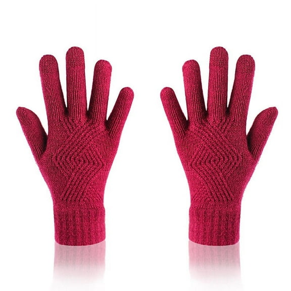 Aueoeo Trendy Gloves for Men Women Warm Knit Glove Thermal Soft Comfy Knit Lining for Winter Running Hiking