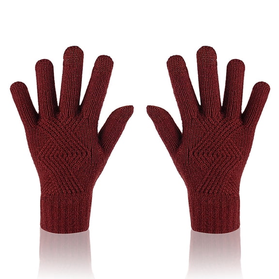 Aueoeo Trendy Gloves for Men Women Warm Knit Glove Thermal Soft Comfy Knit Lining for Winter Running Hiking
