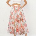 thumbnail image 1 of Aueoeo Tulles Skirts for Women ,Mesh Layered Maxi Skirt, Elegt Flower Printed Dress, High Elastic Waist Party Yarn Skirt Red L, 1 of 8