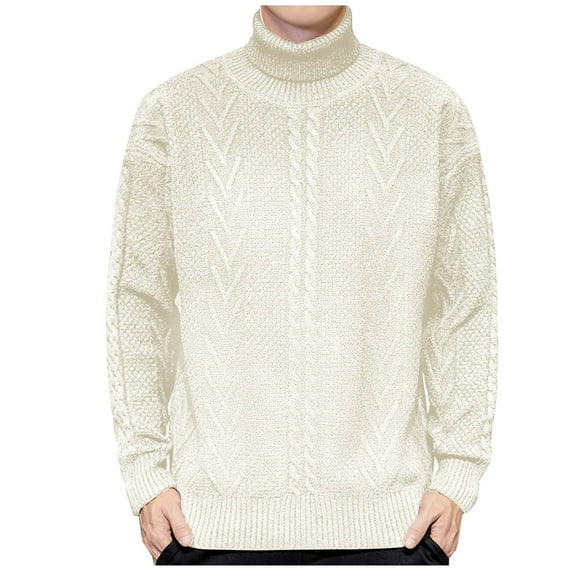 Aueoeo Turtleneck Sweaters For Mens Fall Winter Thick Ribbed Knit ...