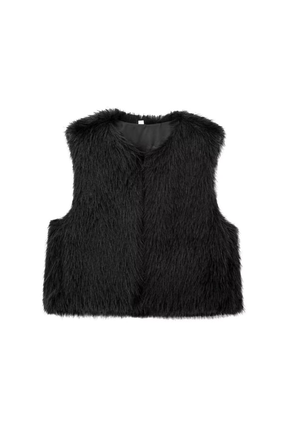 Vests for Women Trendy Furry Vests Ladies' Fashion Solid Color Sleeveless Cardigan Outer Top Rucking Vests