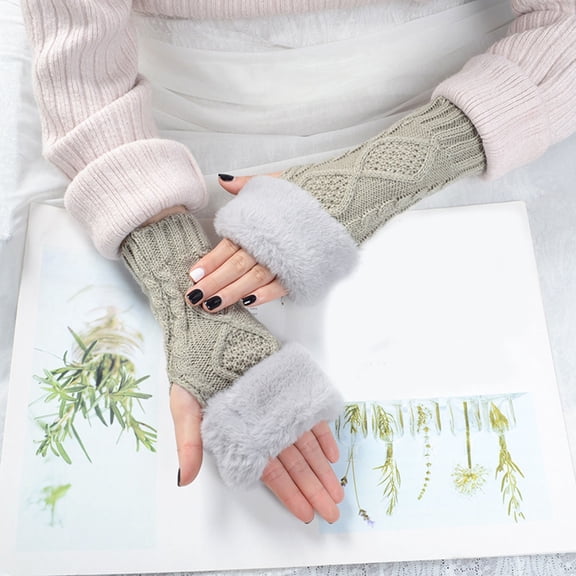 Aueoeo Warm Winter Gloves Adult Gloves Fashion Women Solid Color Knitting Half Finger Keep Warm Winter Gloves Boxing Gloves Men