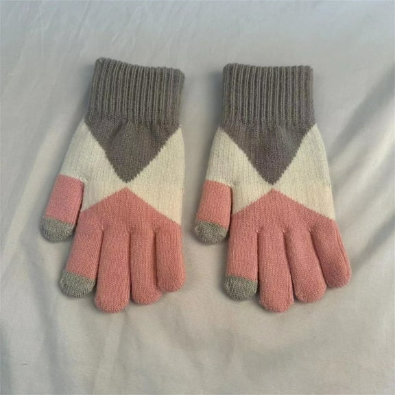 Aueoeo Warm Work Gloves Driving Gloves Men Women's Colorblock Cold-Proof Touchscreen Warm Knitted Gloves Running Gloves Women