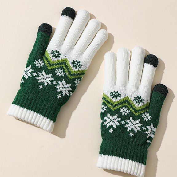 Aueoeo Warm Work Gloves Men Adult Gloves Women Layer Snowflake Plus Thick Warm Gloves Knitting Wrist Gloves Mittens Running Gloves Women