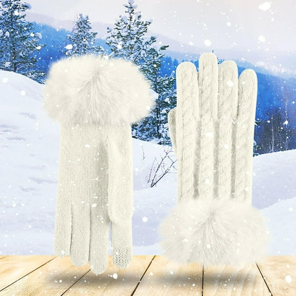 Aueoeo Warm Work Gloves Men Driving Gloves Men Warm Gloves For Women Winter Fashion Knitted Twisted Fleece Thickened Cold-Proof Cycling Outdoor Gloves Running Gloves Women