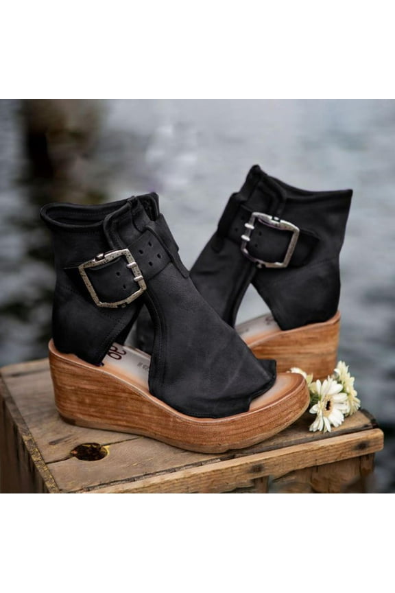 Wedge Sandals for Women Dressy, Women’S Platform Wedges Sandals Open Toe Buckle Slingback Slip-On Sandals High Heels Summer High Top Sandals