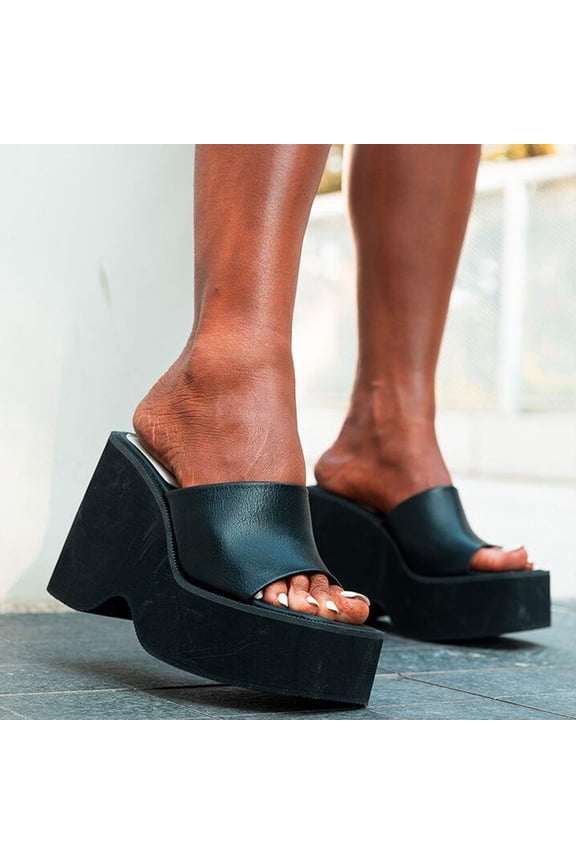 Wedge Sandals for Women Open Toe Slip On Dressy Summer Platform Sandals Comfortable Casual Slides