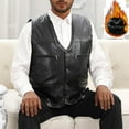 thumbnail image 1 of Aueoeo Western All Faux Leather Vests Sleeveless Button Up Waistcoat V Neck Business Casual Jacket For Formal Work, 1 of 9