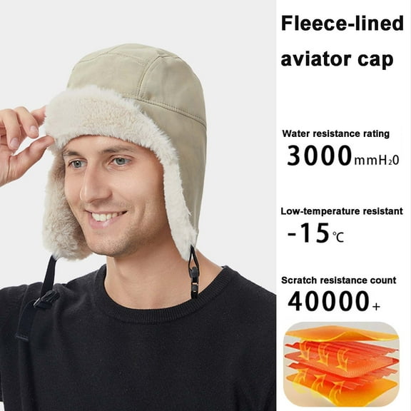 Aueoeo Winter Cycling Ski Hat For Unisex Warm Earmuffs Thicken Fleece Lined Ear-flapped for Men Women Windproof Cap