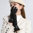 thumbnail image 1 of Aueoeo Winter Gloves For Women Touched Screen Gloves Fashion Warm Fleece Lined Gloves With Straps Thermal Full Finger Bike Gloves Black, 1 of 5
