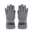 thumbnail image 1 of Aueoeo Winter Gloves For Women Touched Screen Gloves Fashion Warm Fleece Lined Gloves With Straps Thermal Full Finger Bike Gloves Gray, 1 of 5
