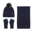 thumbnail image 1 of Aueoeo Winter Hat Neck Warmer Touchedscreen Gloves Set 3-Piece Knit Thick Scarf Beanie Hat Scarves Set Gifts For Women Navy, 1 of 2