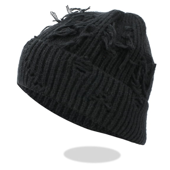 Aueoeo Winter Hats Mens Fitted Hat Broken Hole Knitted Hat For Men And Women Winter Style Street Personality Broken Hole Hip-Hop Warm Hat Men Hats
