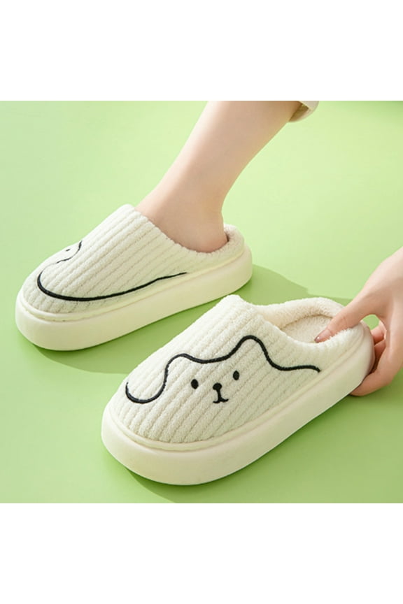 Woman Slippers, Women's Plush Fuzzy Slippers Slip on Indoor Outdoor Corduroy Winter House Slippers Cozy Bedroom Slippers